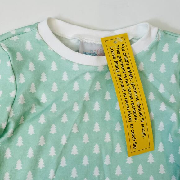 NWT James & Lottie 24M Aqua Christmas Tree PJs - Picture 2 of 4